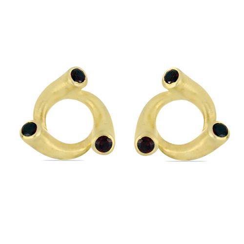 BUY UNIQUE BLACK ONYX GEMSTONE BRASS EARRINGS